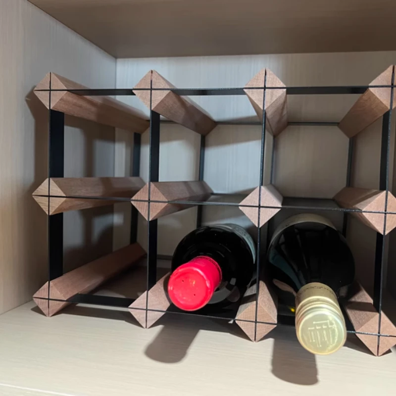 

Diamond Grid Wine Storage Rack, Mini Display Shelf, Cabinet Lattice Organizer—For Wine Collections