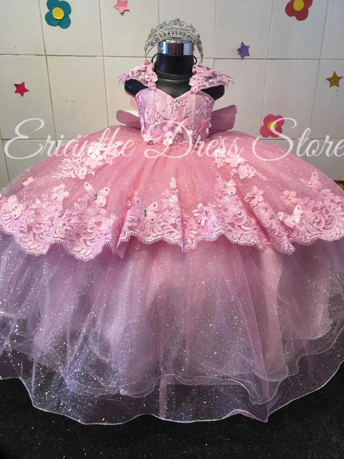Robe de demoiselle d'honneur verte pour mariage, en Tulle, bouffante, en dentelle, avec nœud appliqué, pour fête d'anniversaire pour enfants, robes de bal de première Communion personnalisées