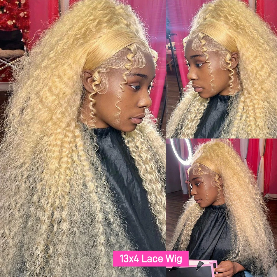 613 Hd Lace Frontal Wig 13x6 Water Wave Lace Front Wigs Human Hair Loose Deep Wave Wig Blonde Colored Curly Glueless For Women