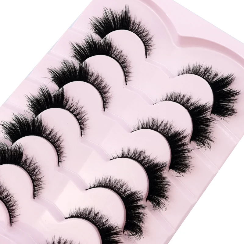 New 7Pairs Cat Eye Lashes Faux Mink Eyelashes Natural long Full Strip Lashes Winged End Eye Elongated Fake Lashes Soft Eyelashes