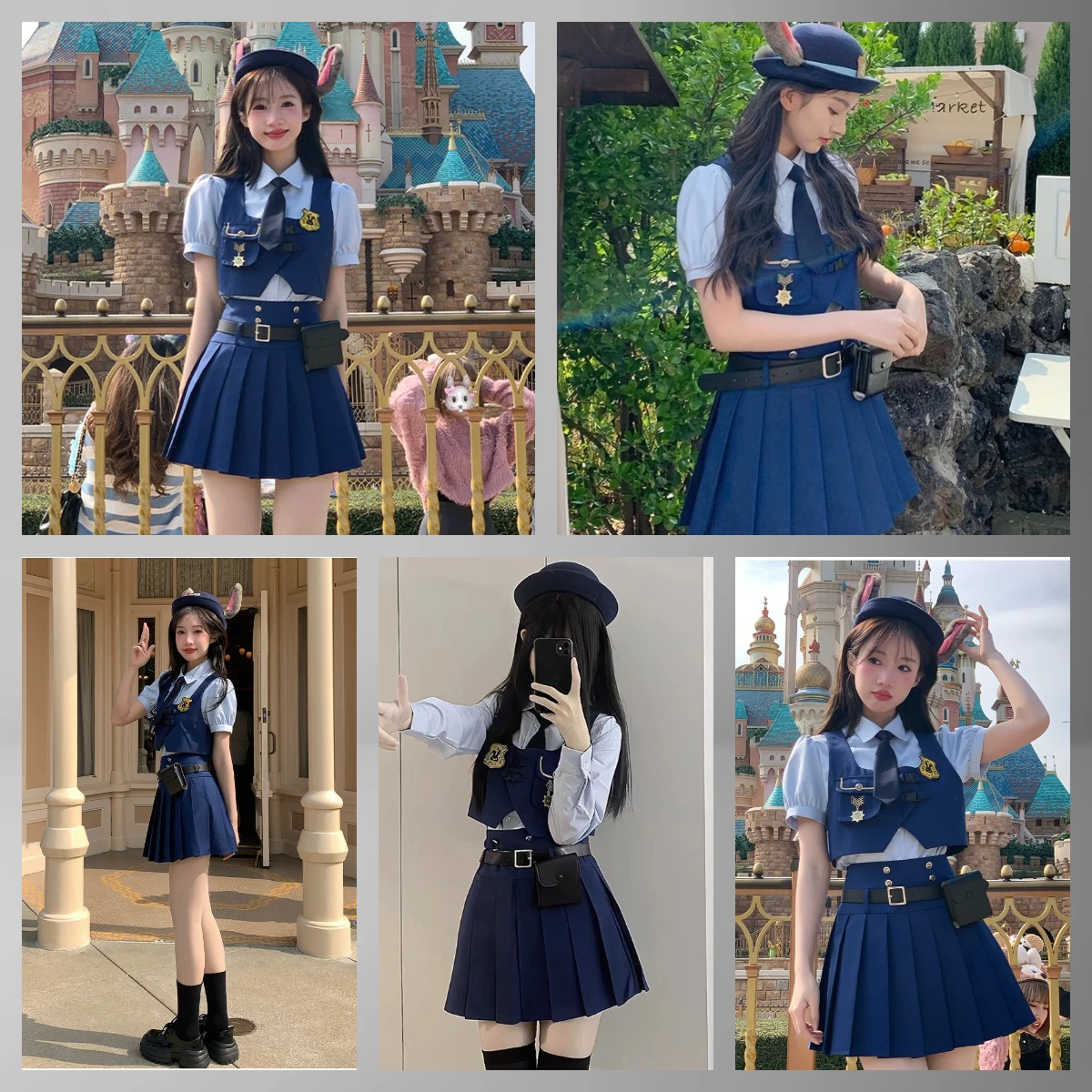 

Zootopia Judy Hopps Police Officer Cosplay Costume for Adults Full Set with Ears Tail Vest Tie for Halloween Anime Con and Rolep