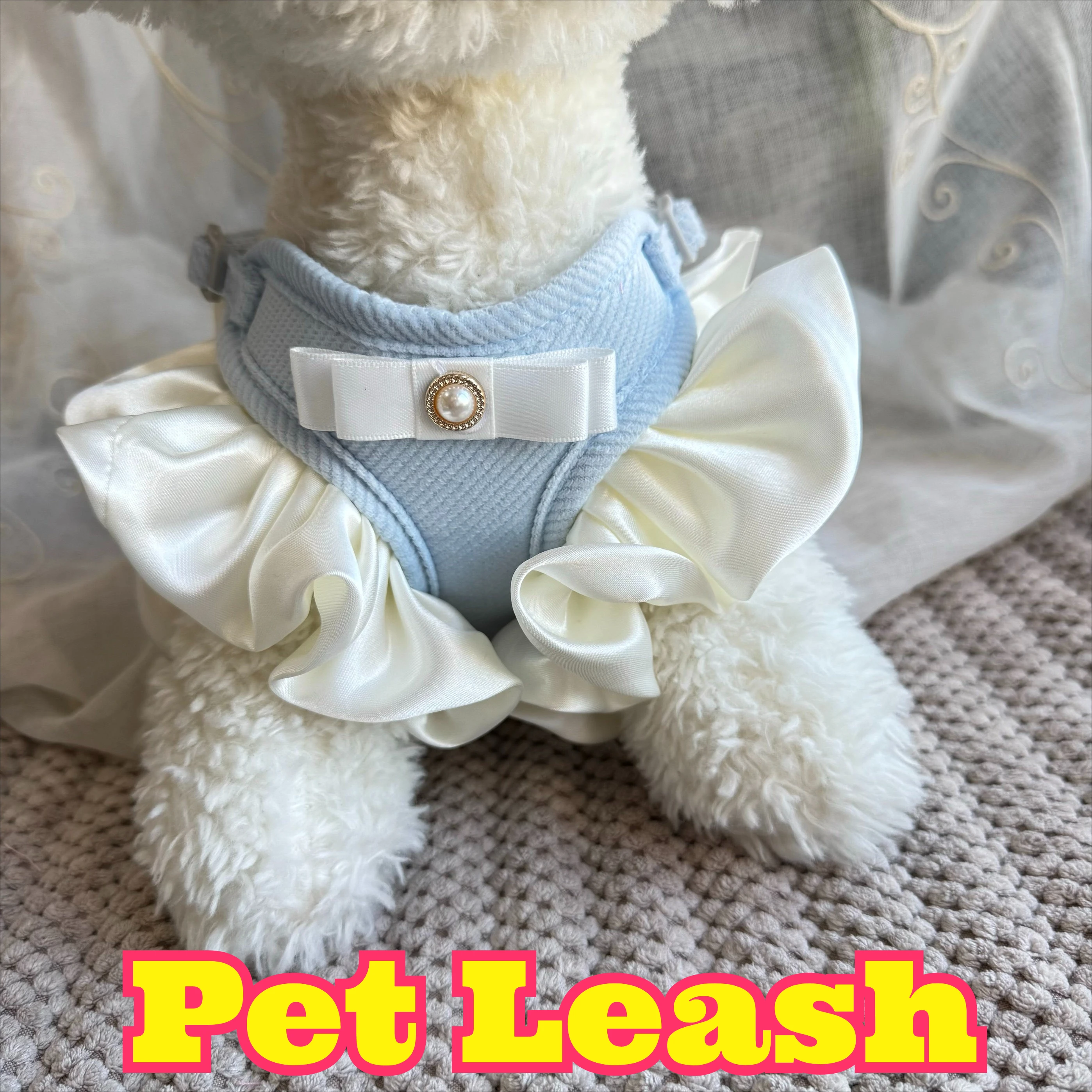 

Pet Cats Small Dogs Vest Harness Leash Walking Comfortable Korean Style Lace Bow Adjustable Strap Fashion Reflective Safety New