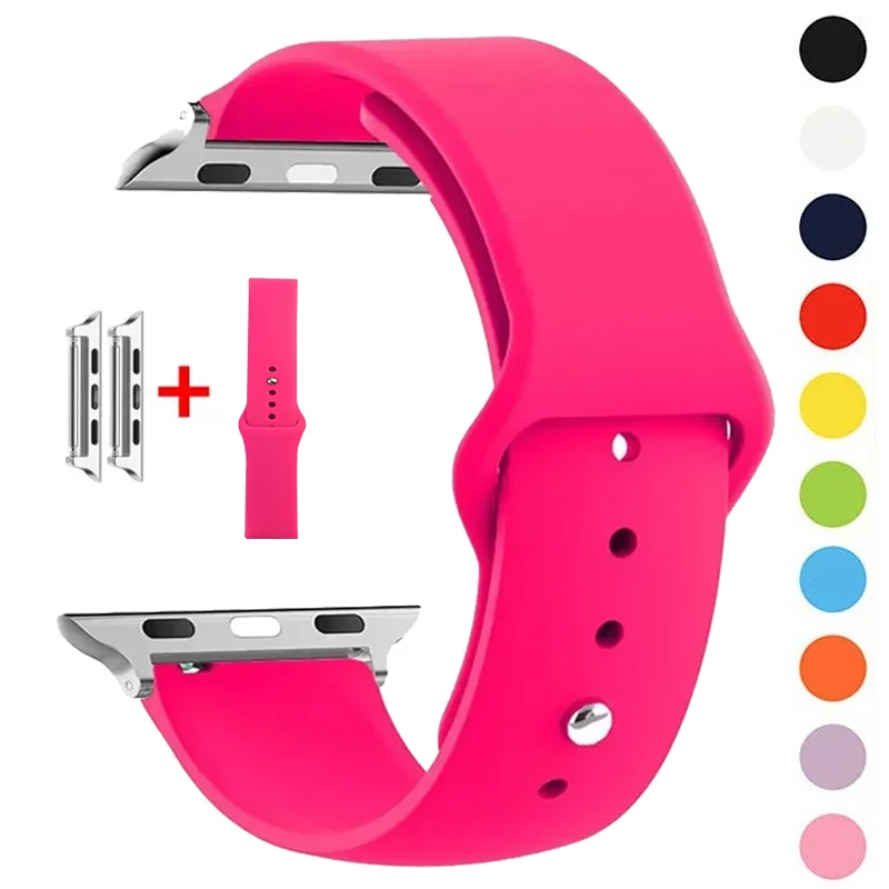 

Silicone Strap For Apple Watch Bands 44mm 40mm 49mm 45mm 41mm 38mm 42mm belt bracelet iWatch series se 9 8 7 6 5 3 ultra 2 band