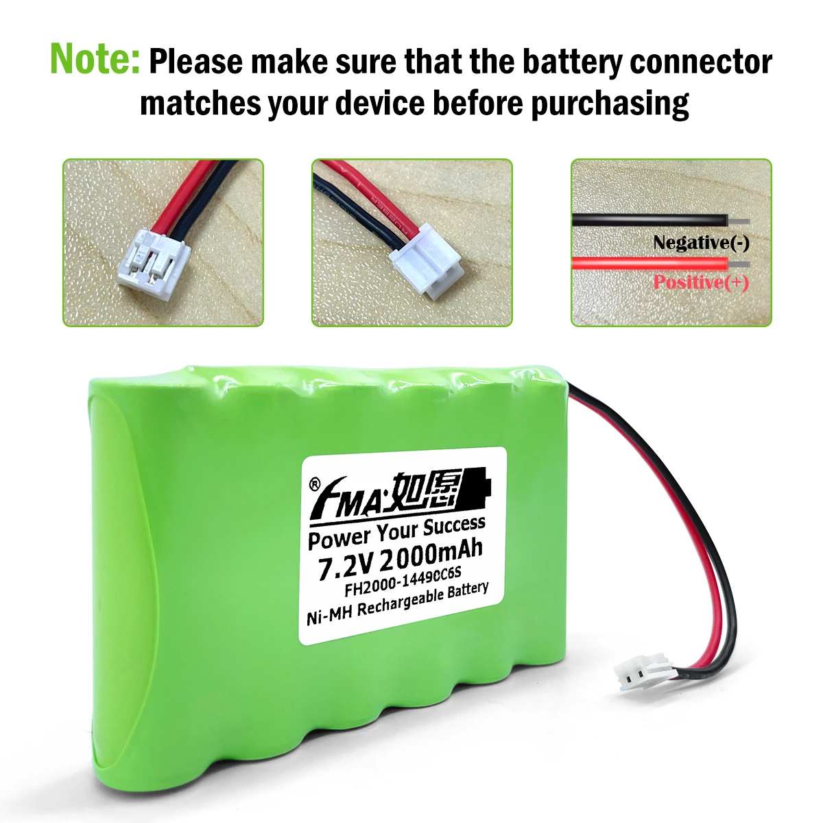 Nickel Metal-Hydride Ni-MH Rechargeable Battery 7.2V 2000mAh AA_6SB to Emergency Exit Entrance Light Backup Power