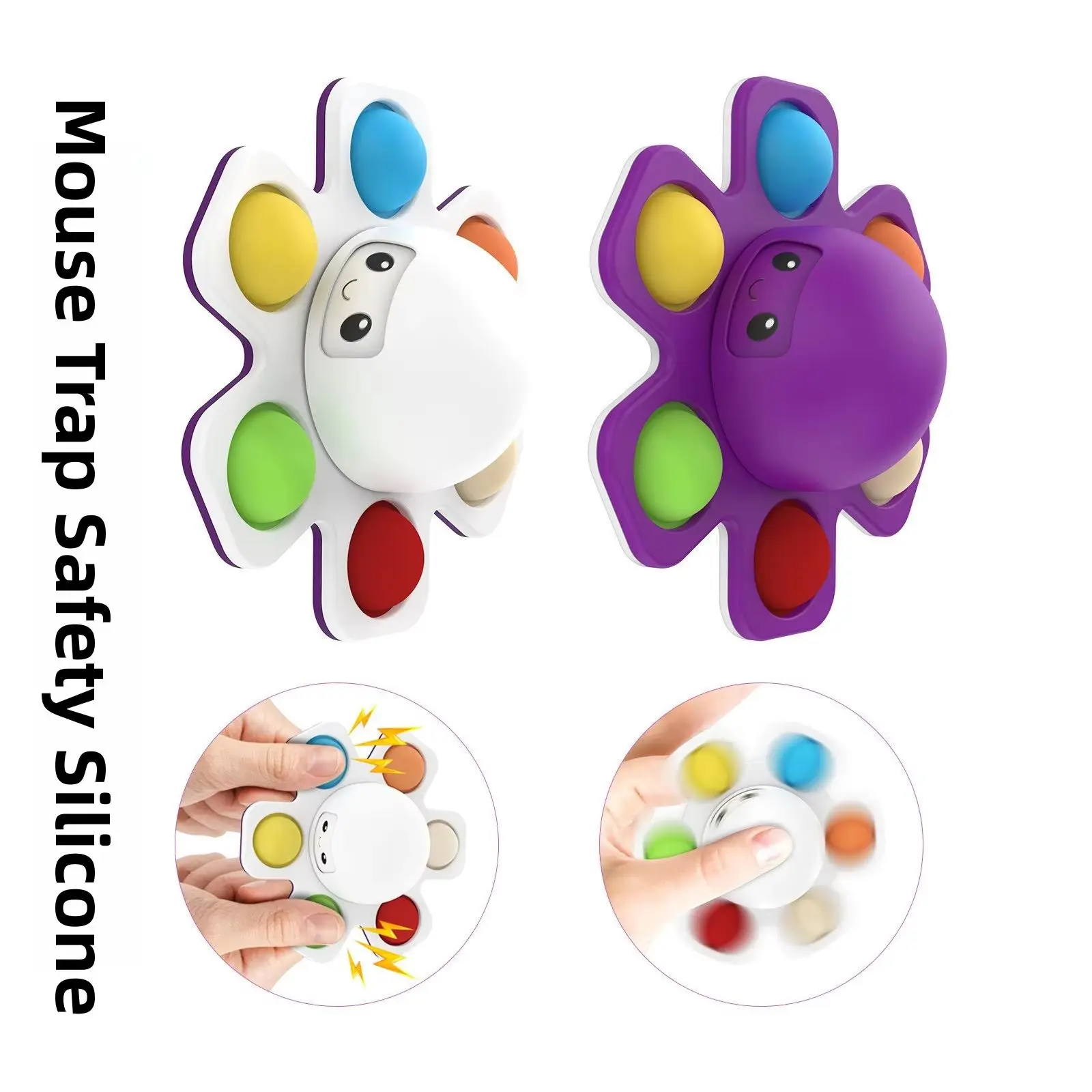 Antistress Push Bubbles Fidget Spinner für Kinder und Erwachsene, gesichtsverändernndes sensorisches Spielzeug für autistische Kinder, Geschenke zur Angstlinderung