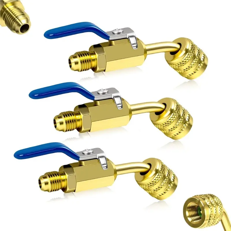 

ABKY-1Set/3Pcs A2L R-32 R-454B Ball Valve Adapter, 1/4" Left-Hand Female To 1/4" Right-Hand Male Flare Fittings