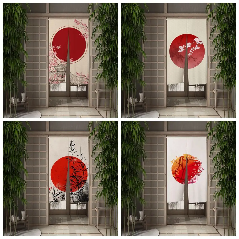 

Noren Japanese Door Curtains Cherry Blossom Red Sun Bedroom Kitchen Entrance Tea House Izakaya Hanging Semi-split Door Curtain