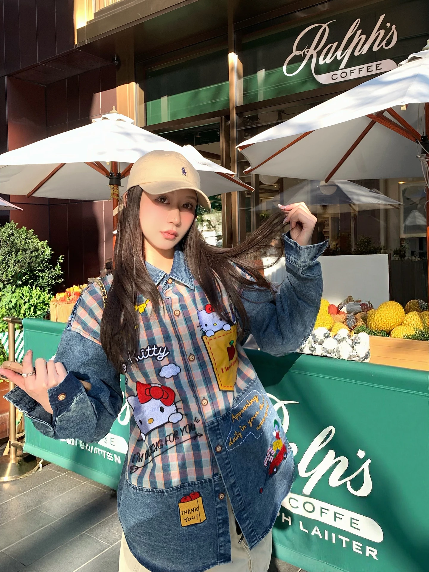 

Джинсовая рубашка Deep Blue Kit для женщин, с цветными блоками, стильная, свободного кроя, дышащая, с длинными рукавами и отложным воротником