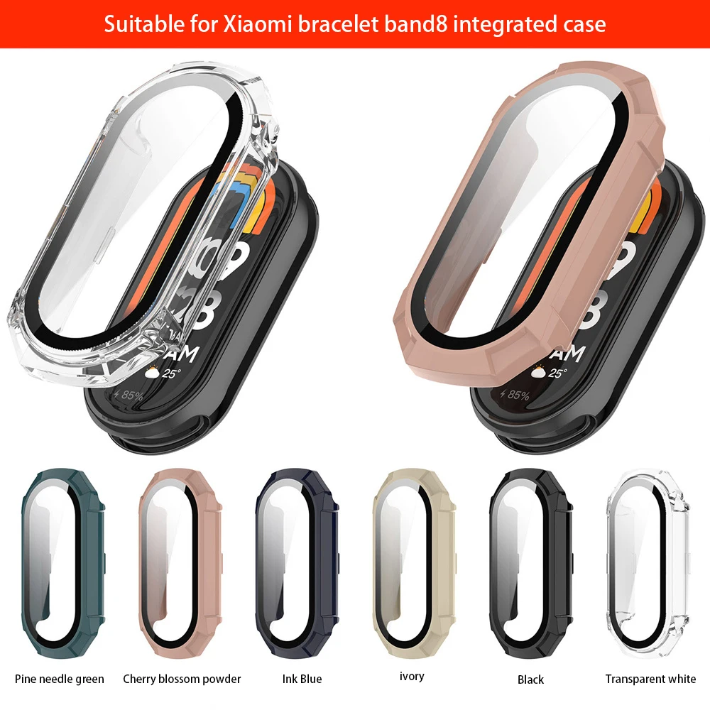 Screen Protector With 9HD Tempered Glass For Xiaomi Band 8 Anti-Fall Bumper Protective Case Screen Protector For Mi Band 8