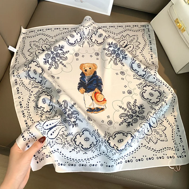 100% Mulberry Silk Scarf for Women Retro Paisley Satin Square Scarf Versatile Neck Headband Bag Tie Neckerchief for Office Wear