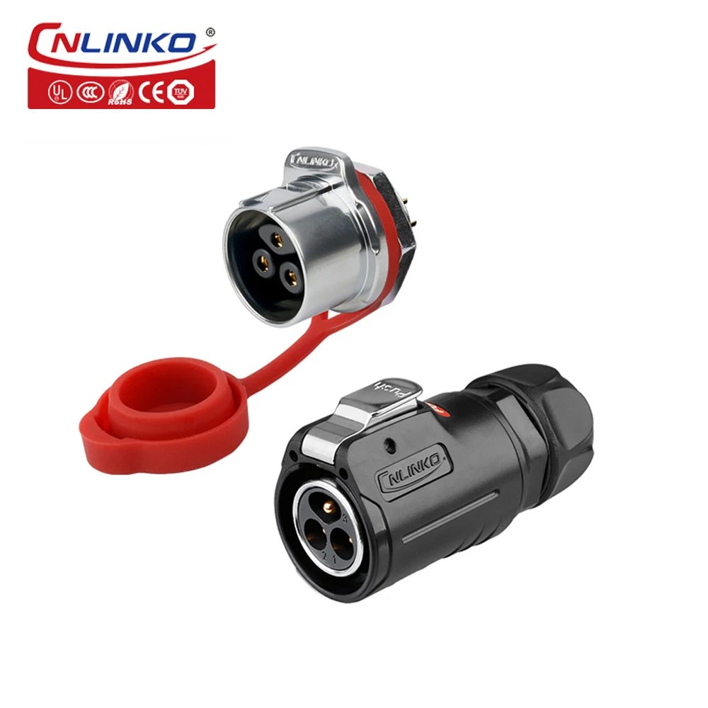 CNLINKO M24 35A Waterproof Electrical Wire Connector LP24 3 Pin Quick Release Butt Plug Panel Mount Socket Welding Pin Connector