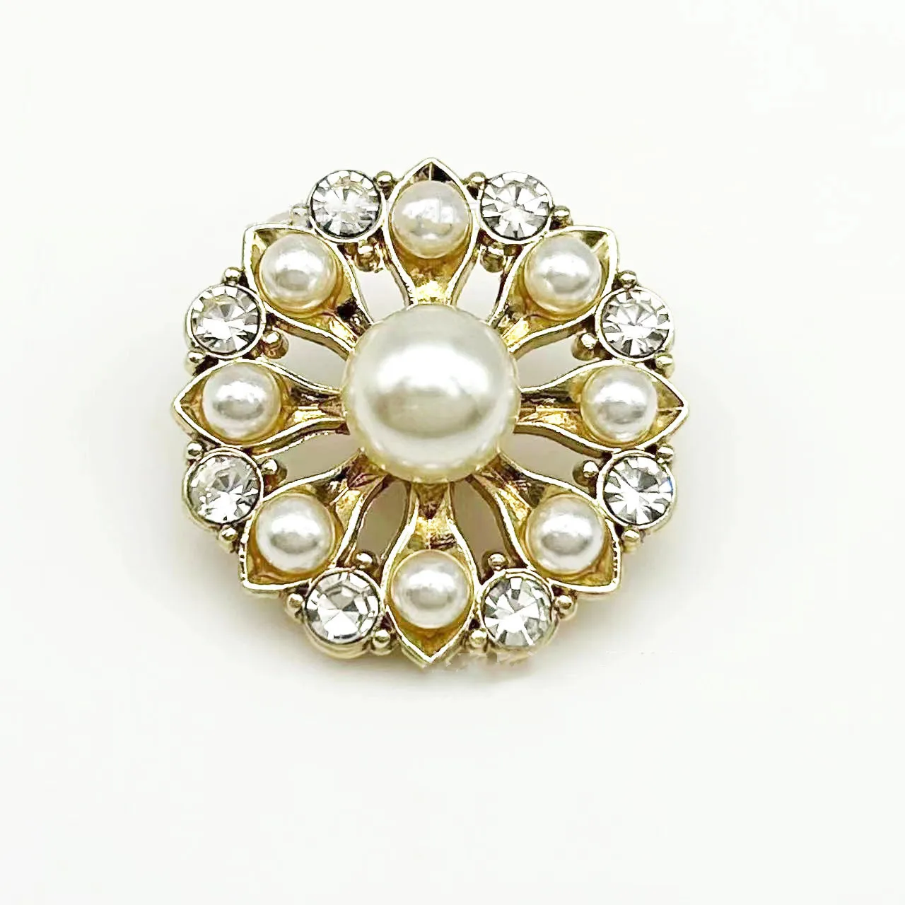 18/20/23MM Luxury Pearl Rhinestone Flower Buttons Of Clothing Fashion 6pcs Metal Flower Button Apparel Sewing Accessories