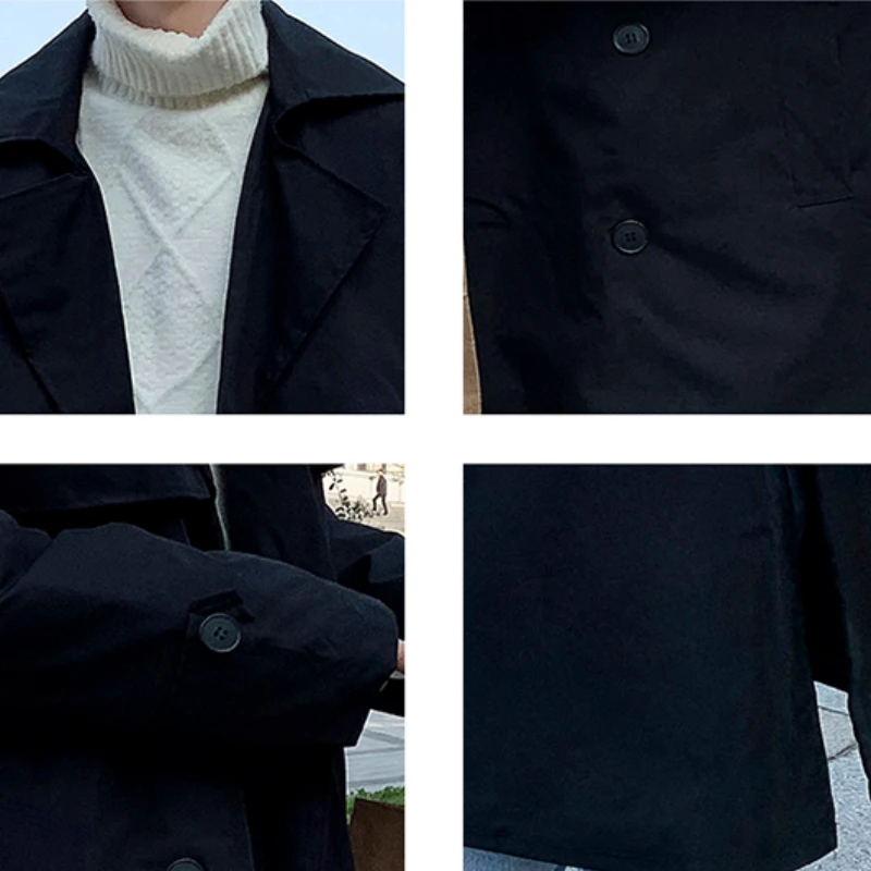 Trench Men Autumn Gentle Fashion Streetwear Handsome Tooling Baggy Ulzzang Casual Clothing Japanese Stylish Windproof Male Ins
