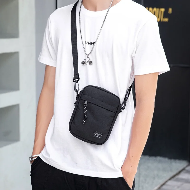 Male Side Shoulder Bag Messenger Sling Bags For Men Casual Oxford Small Zipper Crossbody Pouch Simple Mini Crossbody Phone Bag