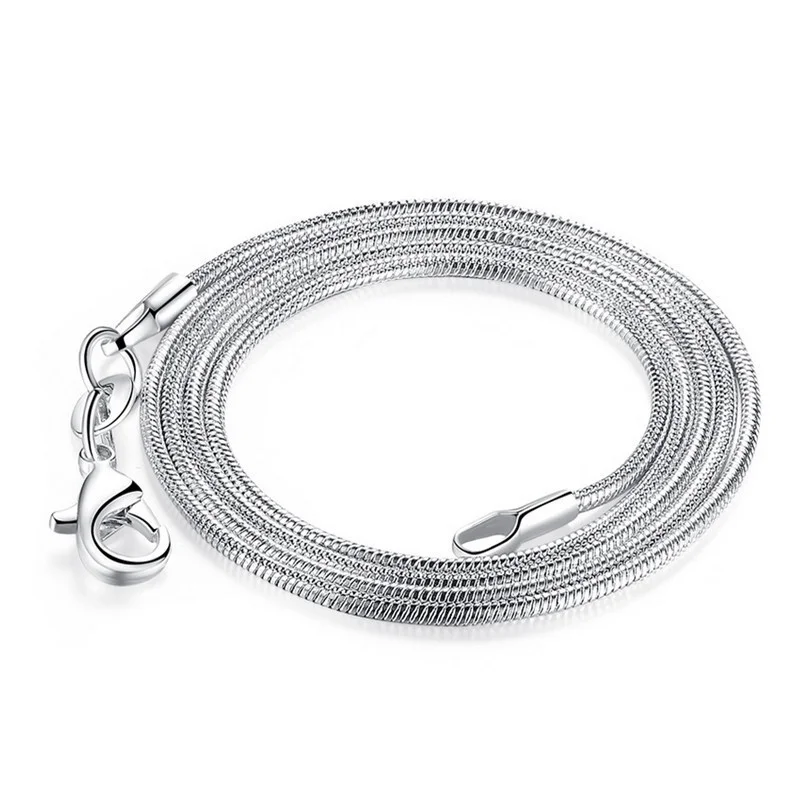 1PCS  925 Sterling Silver Snake Chain Necklace For Woman Man Fashion Jewelry image 2