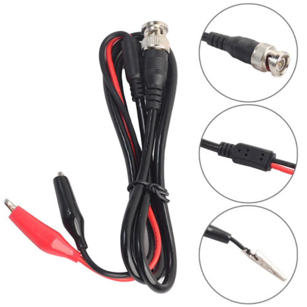 Alligator Clip 1m Lead Cable 1m Length Dual Bnc Male Plug Test Probe Oscilloscope Test Probe Lead Cable for Electronic Repair