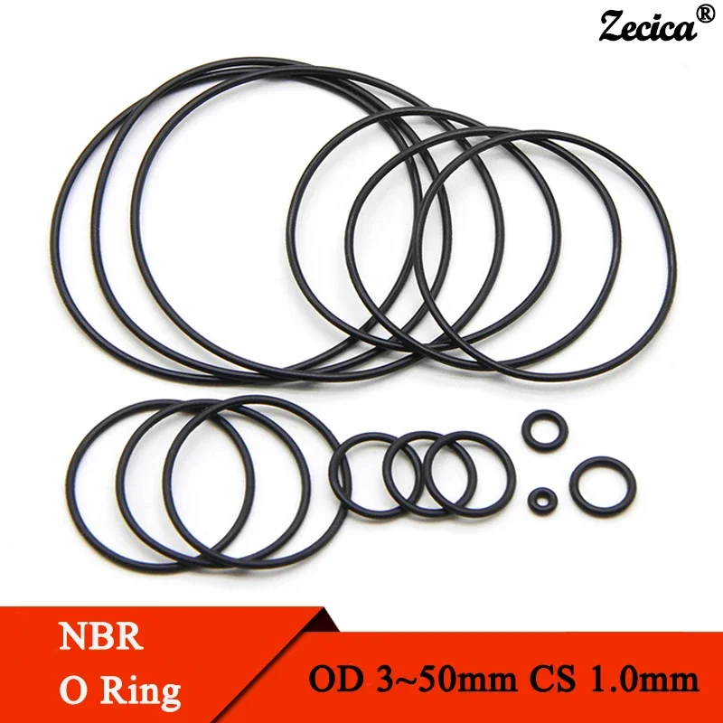 

50/100Pcs NBR O Ring Gasket Thickness CS 1.0mm OD 3~50mm Nitrile Rubber Round O Type Corrosion Oil Resist Sealing Washer Black