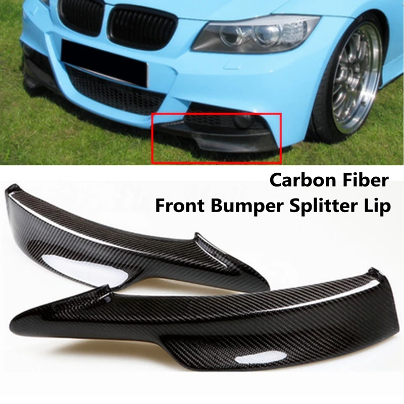 Real Carbon Fiber Front Bumper Lips Splitter For BMW 3Series E90 LCI 11 M-tech 09-12 Aprons Flaps Automotive Exterior Decoration