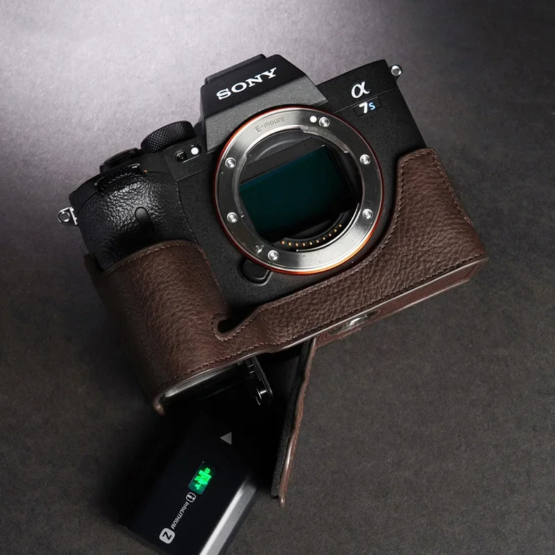تصميم لسوني A7S3 A7SM3 A7Siii مصنوع يدويًا من الجلد الطبيعي لكاميرا نصف غطاء للكاميرا