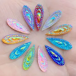 50Pcs New Cute Resin AB peacock tear drops Series Flat Back Scrapbooking gioielli fai da te accessori per la decorazione artigianale