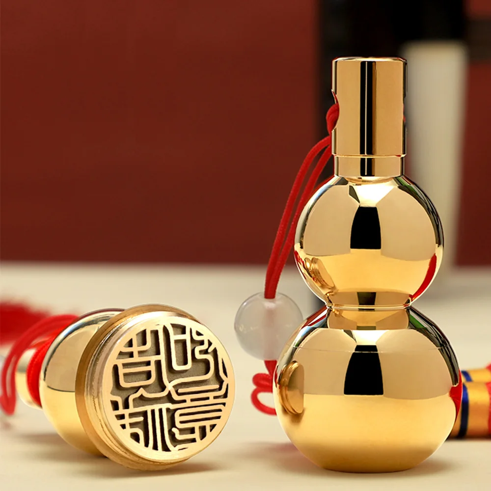 Gold Brass Stamp Gourd Shape Logo Name Custom Private Signature With Tassel For Calligraphy Painting Hand Account Lucky Gift