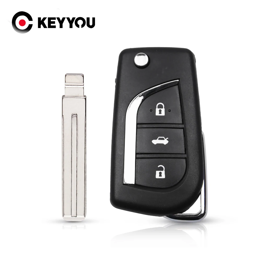 KEYYOU 3 Buttons Flip Remote Key Shell Case For Toyota Camry Levin Corolla Reiz Highlander TOY48 Blade