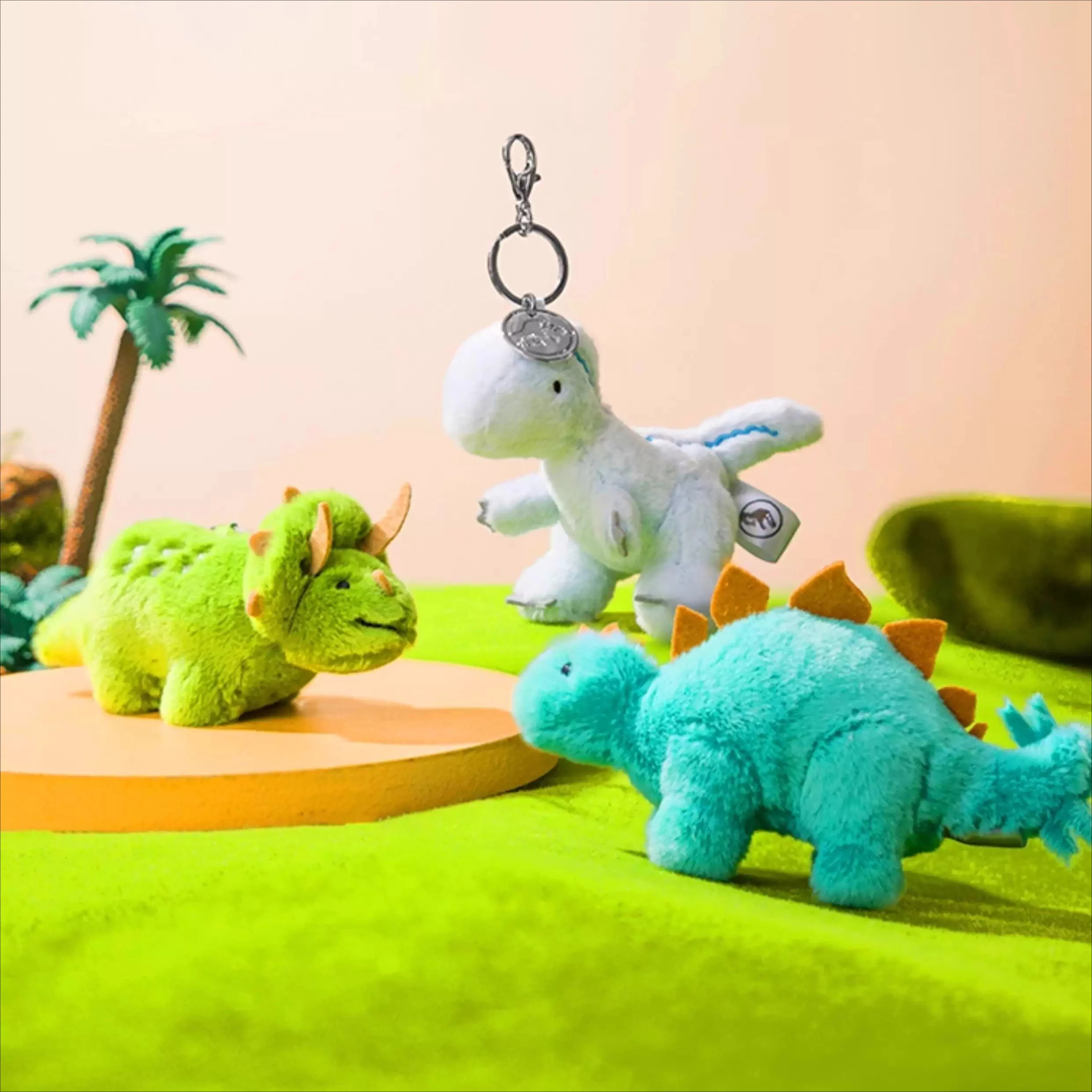 Genuine Jurassic World Dinosaur Plush Pendant Doll Set Bag Hanging Key Chain Doll Cute Cartoon Bag Decorative Hanging