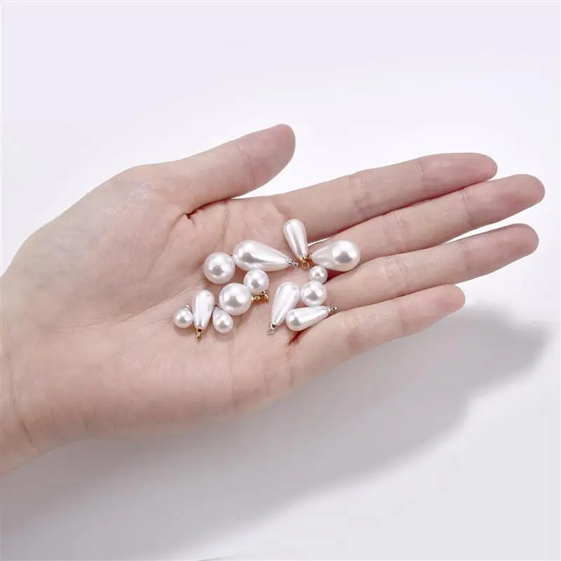 20pcs Imitation Pearl Beads Earring Charms Plastic Water Droplets Pendants for DIY Necklace Bracelet Findings Jewelry Making