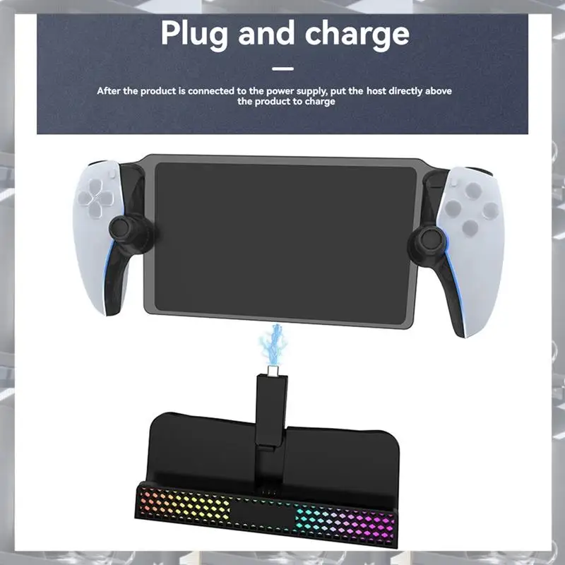 

Hot Selling-For PS5 Handheld Charging Single Base Charging Portable Stand With RGB Light For PS5 Portal Console Black,For PS5 Ha