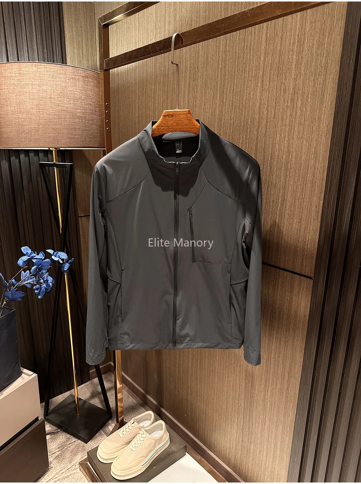 [Ice-feeling sunscreen, elastic and breathable] 2026 summer men's solid color stand-up collar simple and versatile skin clothing