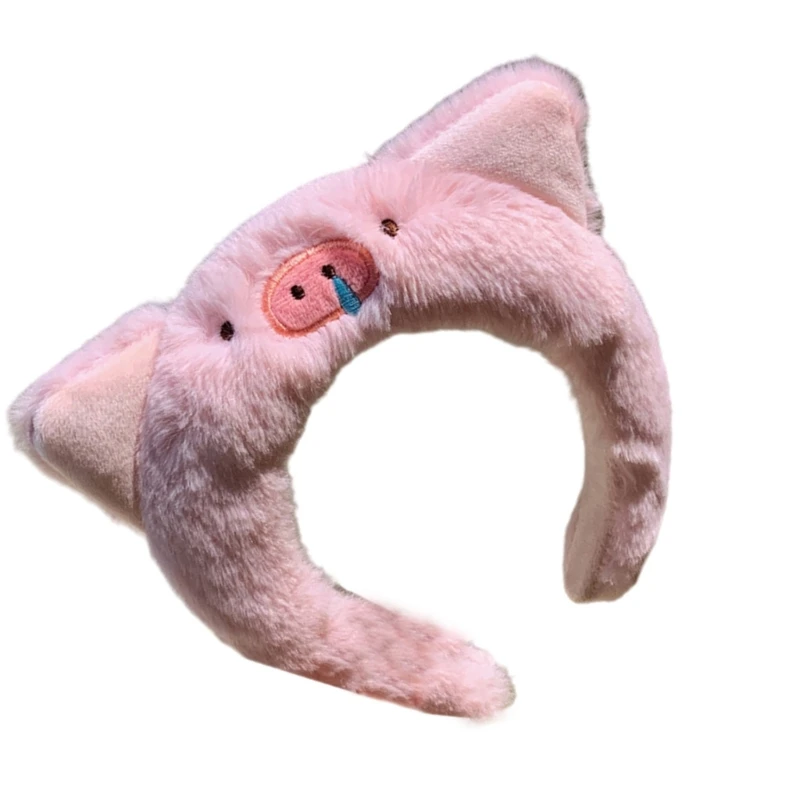 Plush Pig Pattern Hairband Adjustable Headbands Antiskid Lovely Hair Hoop for Women and Children