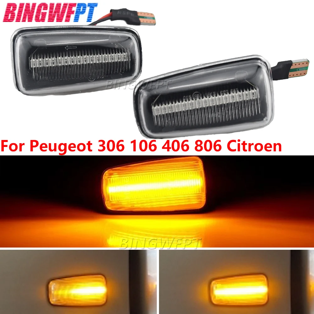 

Для Peugeot 306 106 406 806 Expert Partner Для Citroen Berlingo Jumpy Saxo Xantia XM Динамический светодиодный указатель поворота Боковые габаритные огни