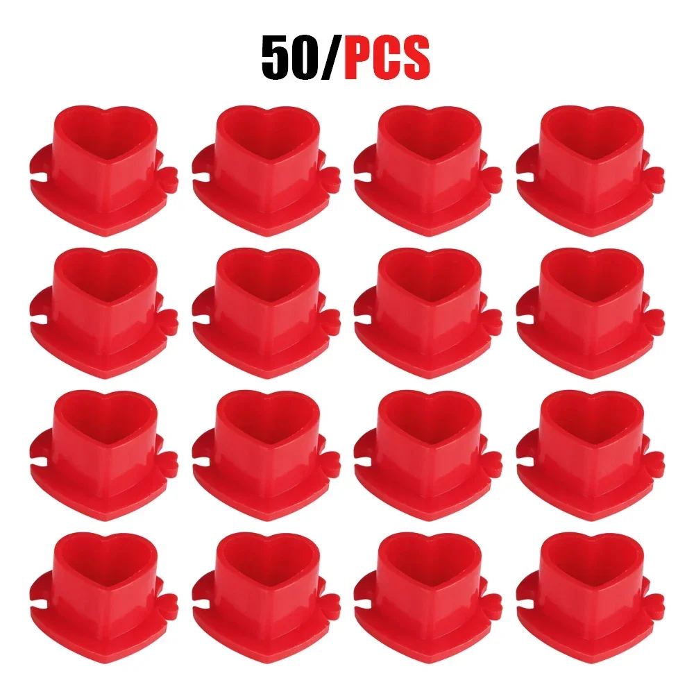 50PCS Heart-Shaped Tattoo Ink Cup Set Eco-Friendly Disposable Splicing Pigment Cap Tattoo Accessories Base