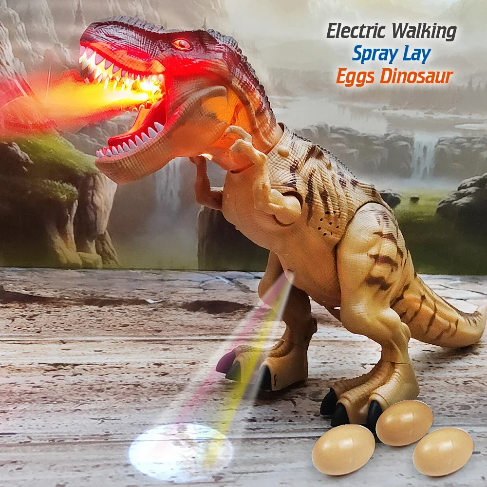 Electric Large Size Walking Spray Lay Eggs Dinosaur Robot  for Kids With Light Sound Mechanical Dinosaurs Model Toys