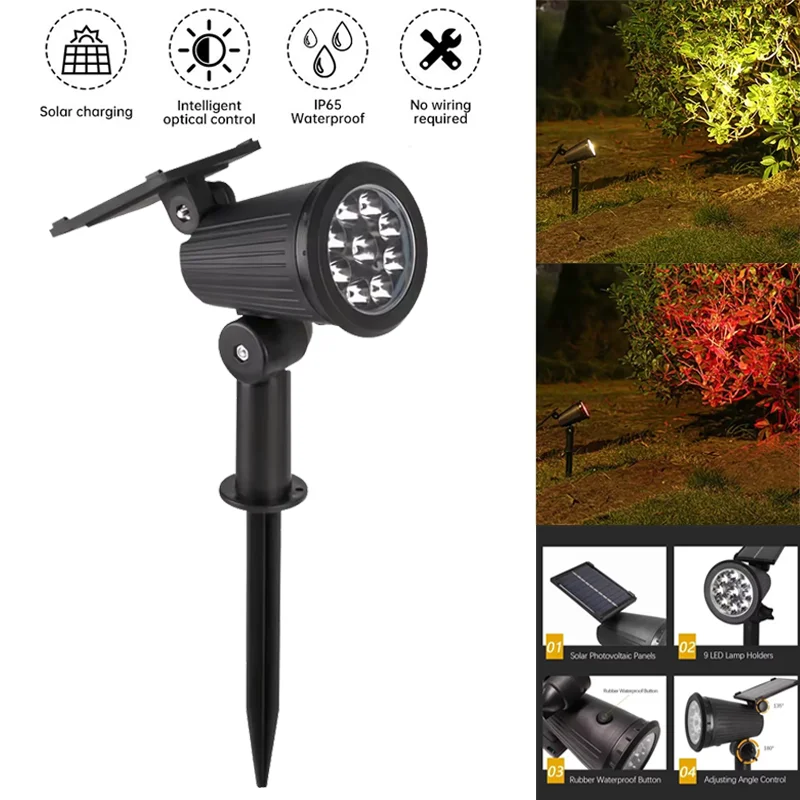 

Solar Spotlights Outdoor Adjustable Solar Landscape Light Warm/RGB IP65 Waterproof Solar Uplights Trees Garden Pond Yard Path