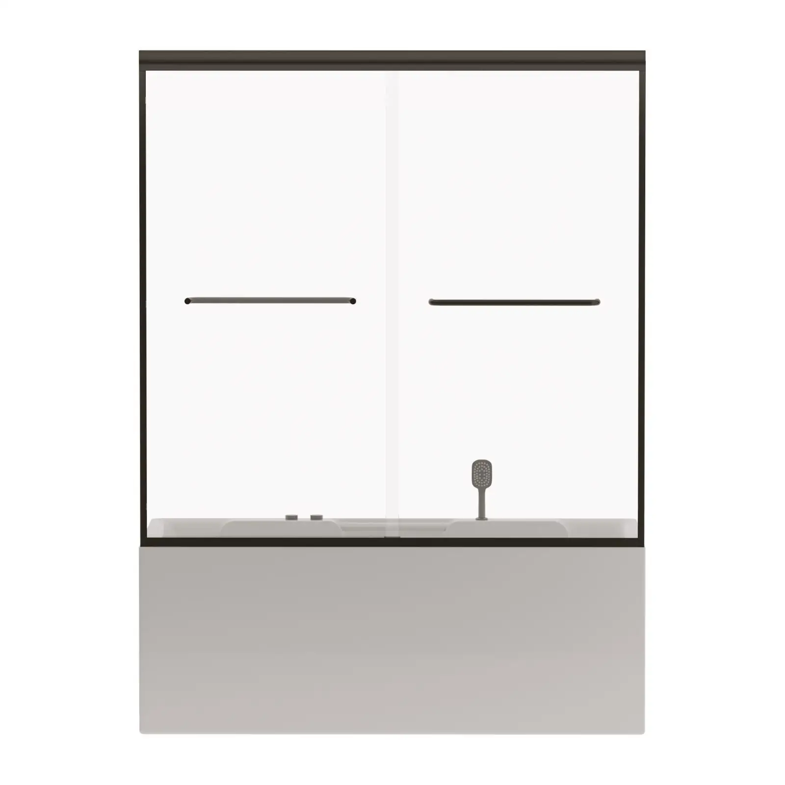 

Shower Doors Matte Black Semi-frameless Tempered Glass Sliding Tub Door Adjustable Aluminum Frame for Bathroom Remodel