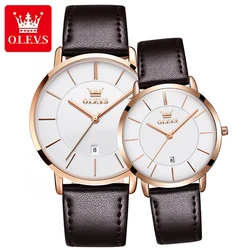 OLEVS Japan Quartz Movement Couple Watch His Hers Watch Set Auto Date Lover's Wristwatch Men Women Valentine's Day Gift 5869