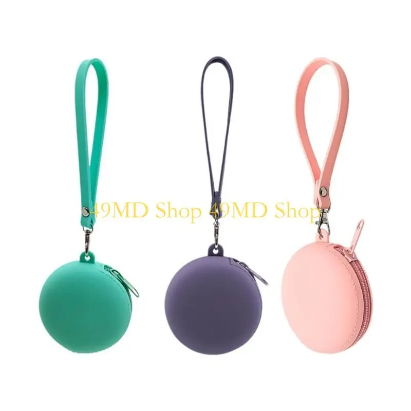49MD Coin Purse Round Headphone Bag Lightweight Storage Bag with Zipper Coin