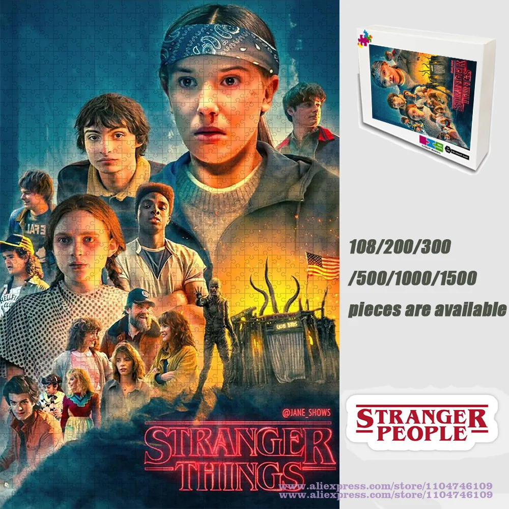 Rompecabezas de Stranger Things, Rompecabezas de Personajes de Stranger Things, 108/200/300/500/1000/1500 Piezas, Rompecabezas de Inteligencia para Niños, Regalos de Cumpleaños