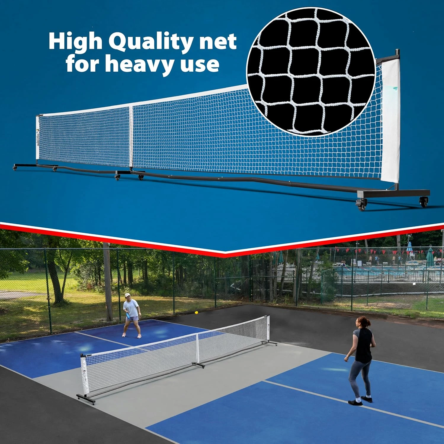 Red Pickleball de lujo, red resistente con ruedas, 2,0