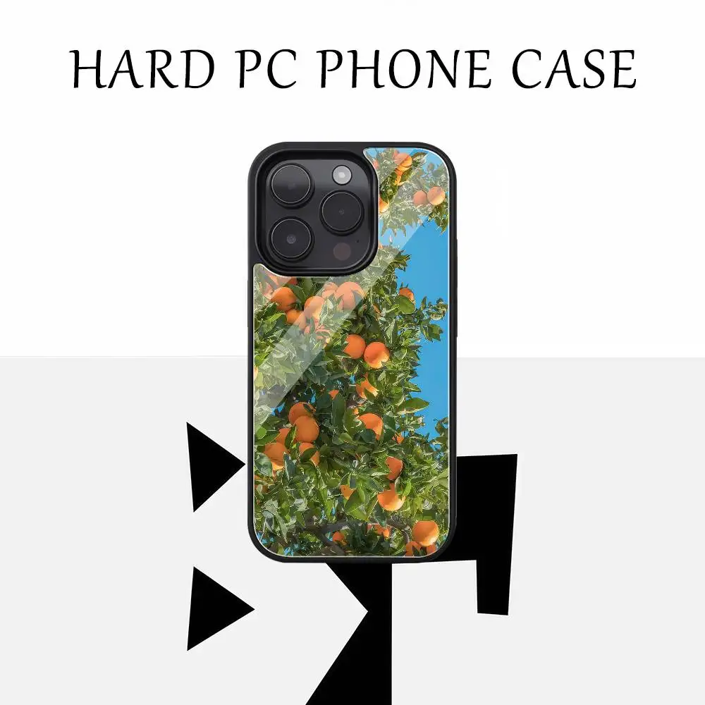 

Sunny Orange Grove Phone Case Black Hard Plastic Phone Case For Iphone 17 Air 16 15 14 13 12 11 Pro Max PC TPU Ins Case
