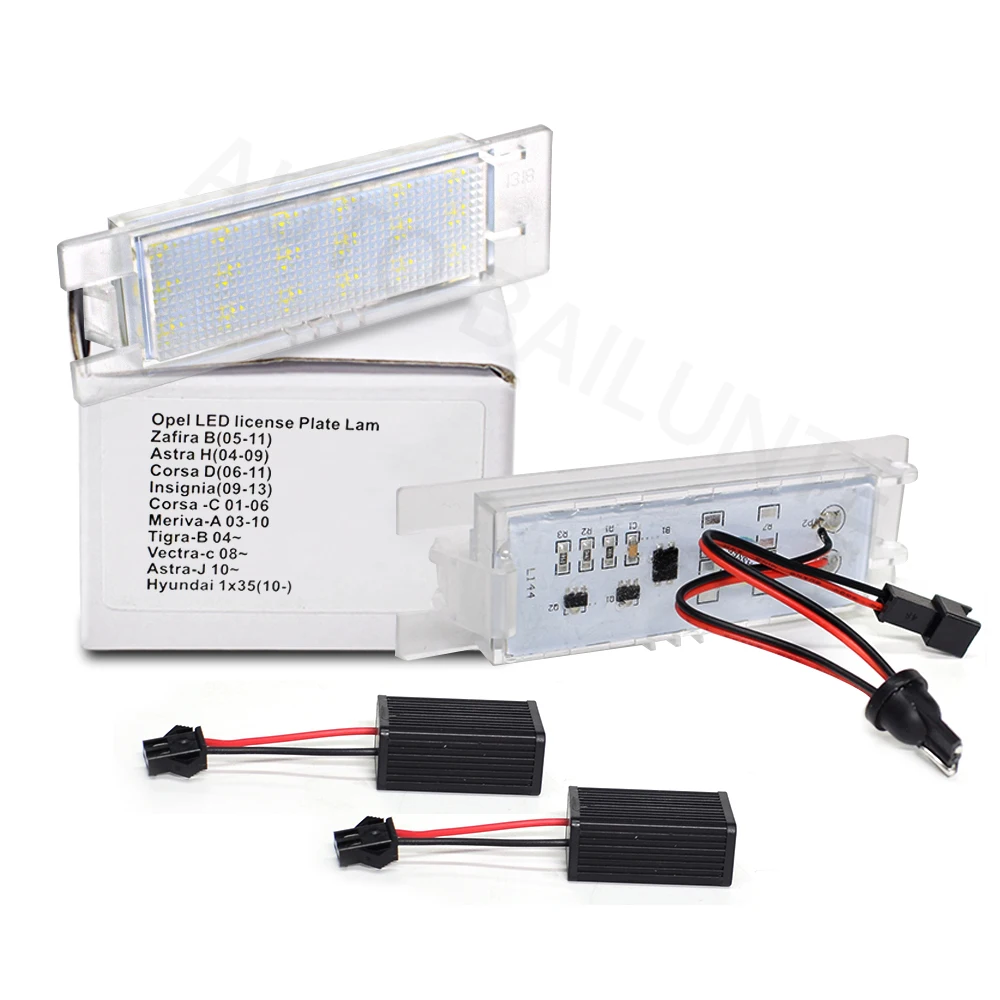 Luz LED para matrícula de coche, lámpara de 2 piezas para Opel Astra J Corsa Insignia Meriva Vectra, accesorios de iluminación impermeables