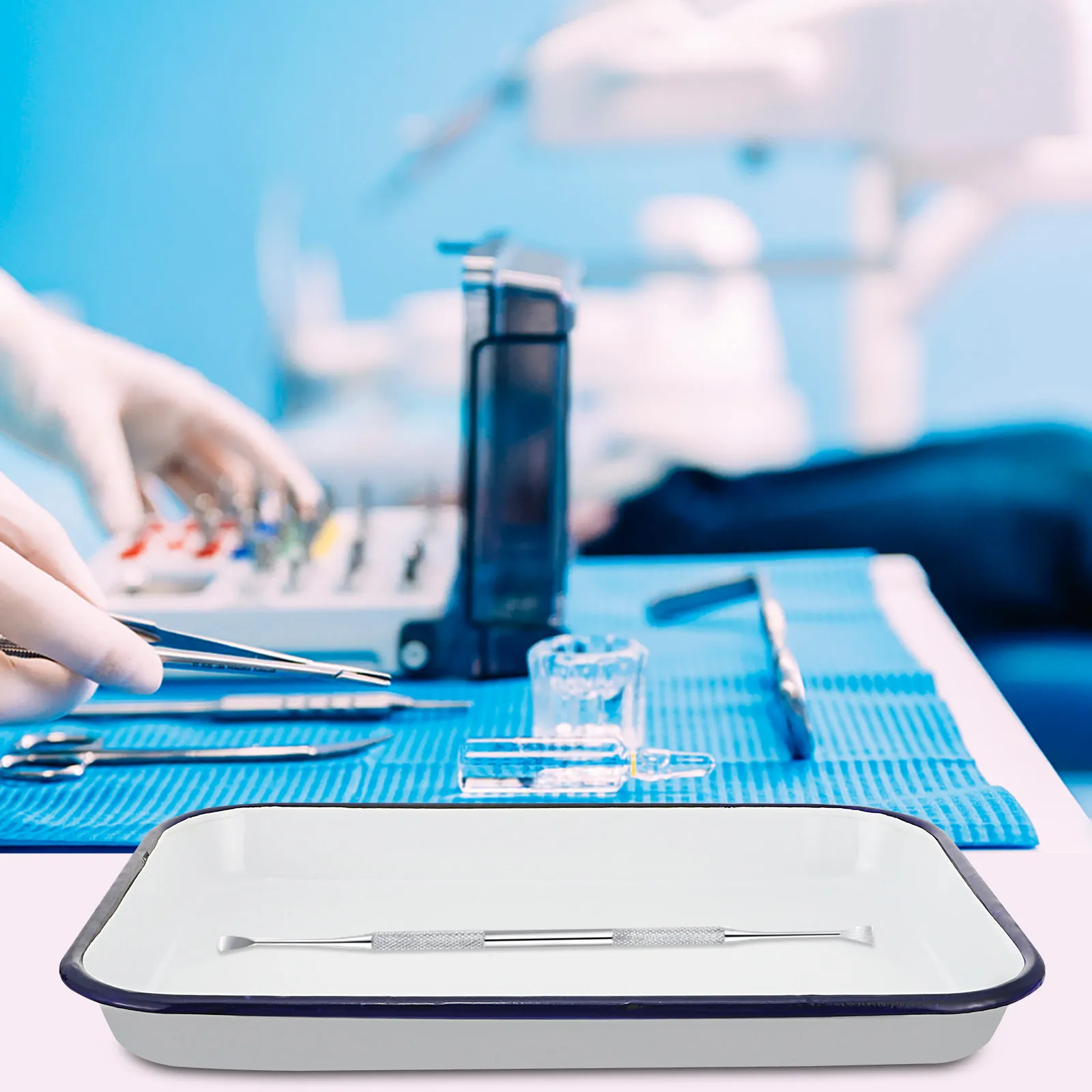 

1 шт. Эмалированная квадратная лабораторная тарелка-лоток, белая, стерилизованная, для хранения, большой емкости, гладкая, устойчивая к царапинам, для лабораторий и клиник