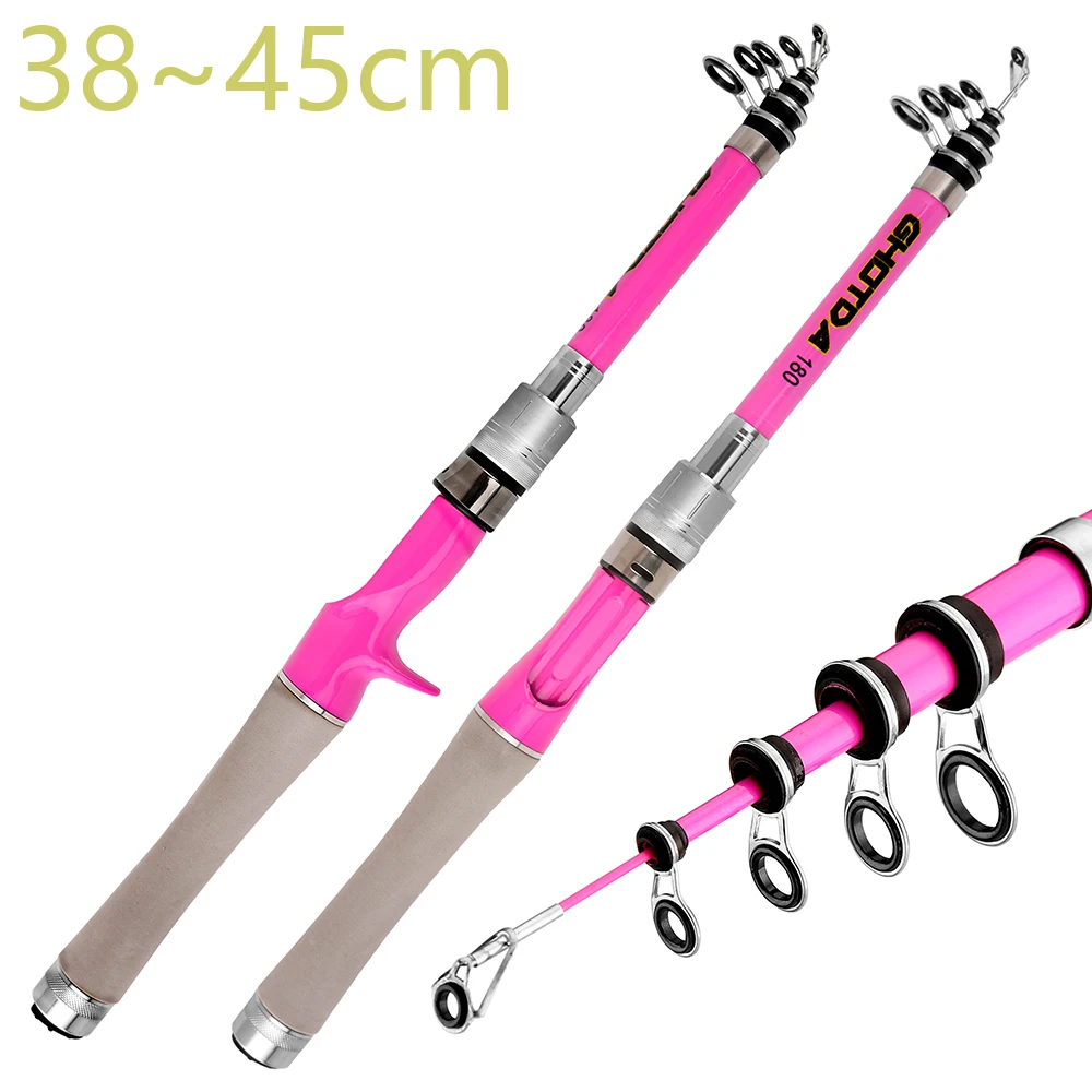 

Telescopic Lure Fishing Rods Spinning / Casting Fishing Rod Pink Ultralight Carbon Pole Tackle 1.5m 1.8m 2.1m 2.4m Trout Jigging