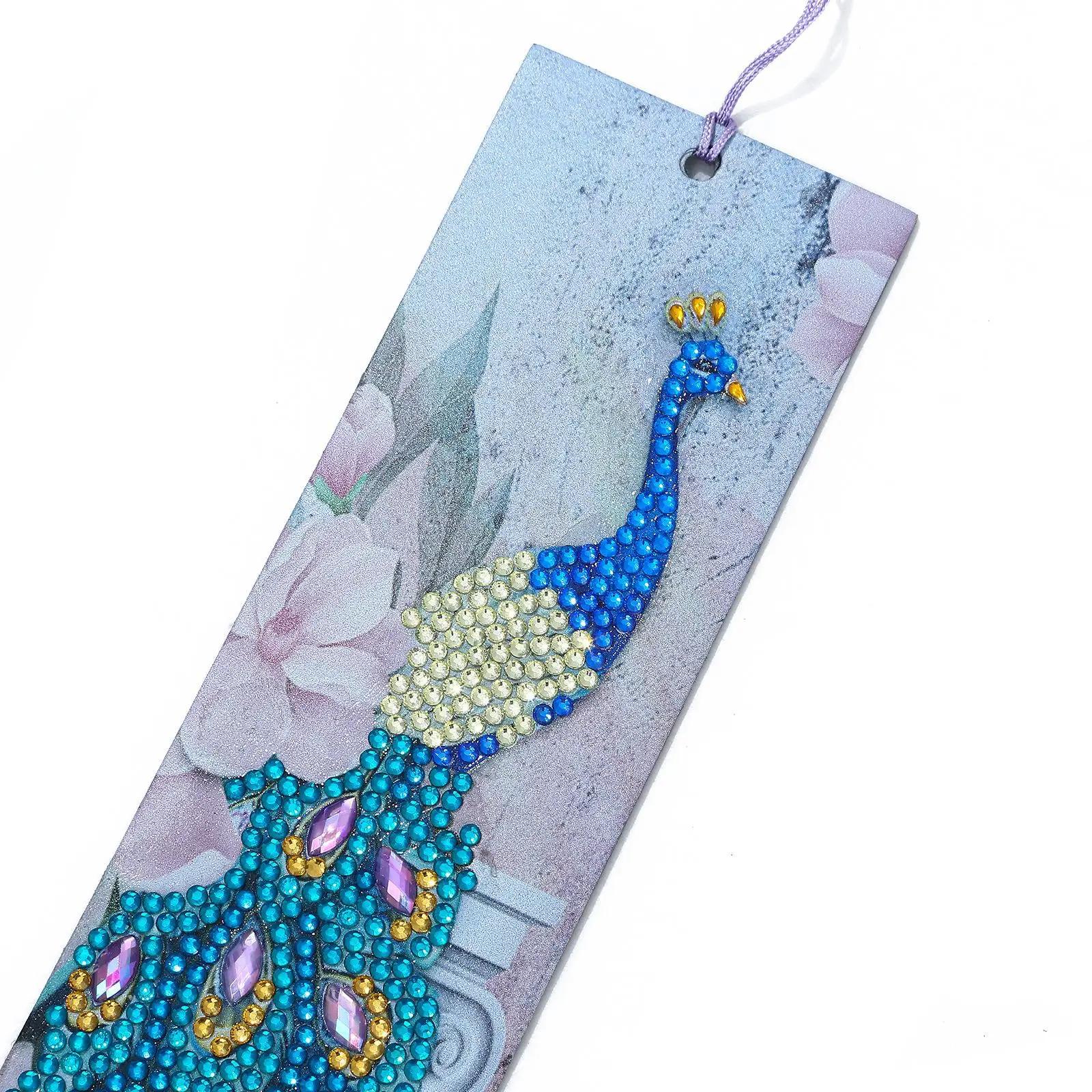 5D Diamond Bookmarks Colored Peacocks Rhinestone Art Bookmarks DIY Paper Sign Note Mark Stationery With Tassels School Supplies