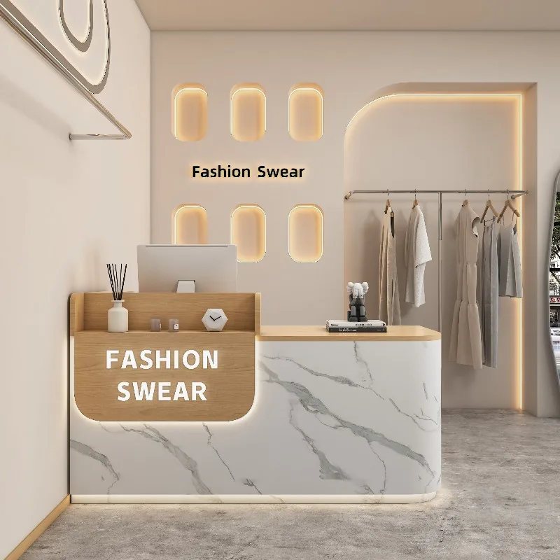 المنظمون تصميم مكاتب الاستقبال متجر حديث تجميل بار فاخر فندق عرض مكاتب الاستقبال مكتب الشركة صالة الأثاث #4