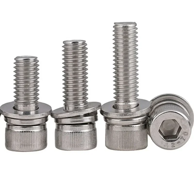 M6 x 1.0 (6 مم) 304 الفولاذ المقاوم للصدأ الفولاذ المقاوم للصدأ SEM المقبس غطاء رأس المسمار + غسالة مسطحة/الربيع x