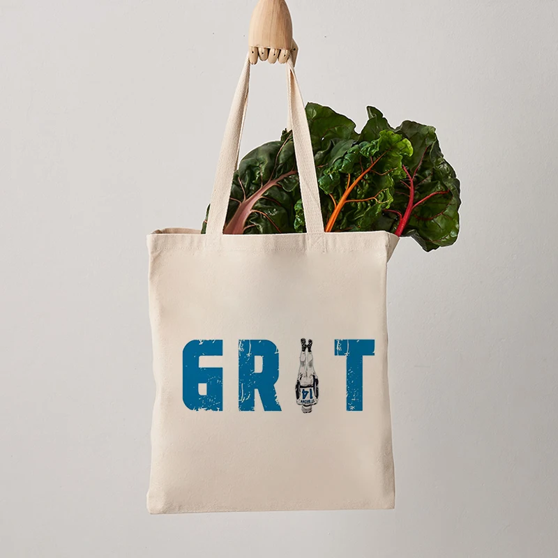 Vintage Distressed Pilot Graphic Canvas Shopping Tote Bag GRIT Letter Print Reusable Canvas Shoulder Handbag