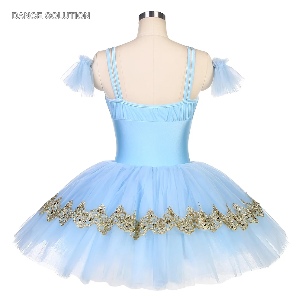 Sky Blue Spandex Camisole Bodice with Bell-shaped Tutu Skirt Ballet Costumes for Women & Girls Performance Dance Wear BLL073