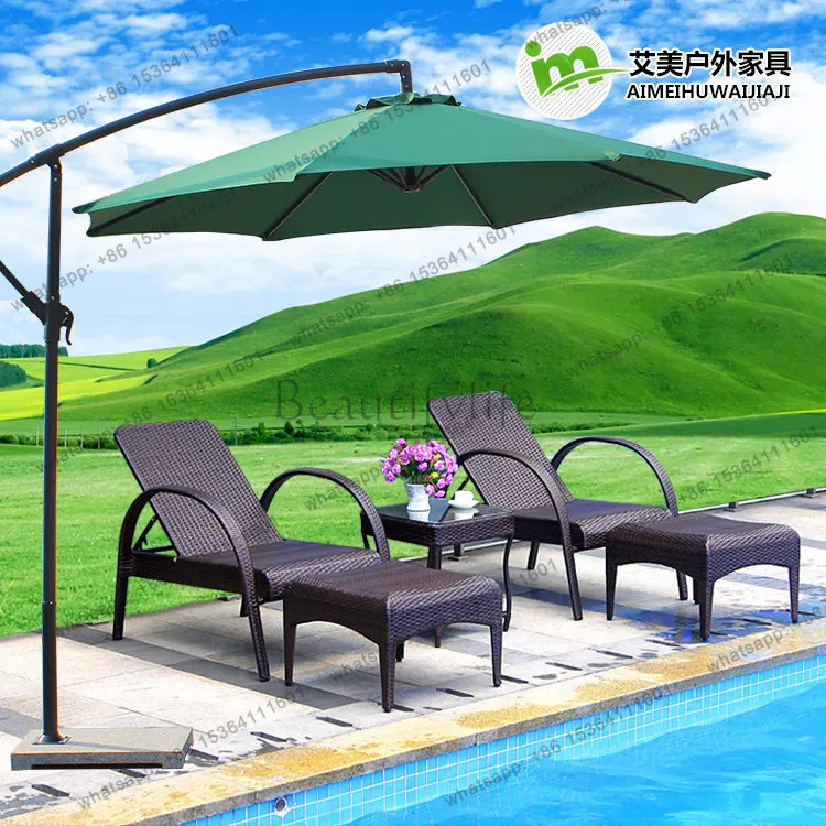 Outdoor Loungers Villa Courtyard Swimming Pool Beach Chairs Outdoor Outdoor Terrace Hot Spring Spa Club Rattan Bed